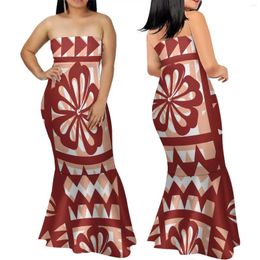 Casual Dresses Women'S Off-The-Shoulder Dress Custom Party Fishtail Plus-Size 8xl Polynesian Tribal Print Evening