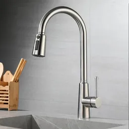 Kitchen Faucets 304 Stainless Steel Washing Basin Pull Cold And Water Faucet Sink Three Speed Shower Head 360 Rotation