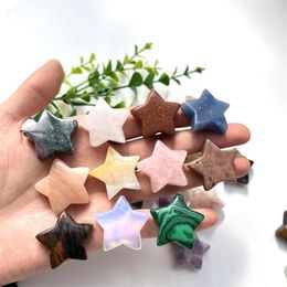 Decorative Figurines 27 Pieces Charms Colourful Crystal Stars Hand Carved Small Natural Mixed Material Quartz Star Reiki Stone HML