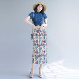 Skirts Miyake Folds 2023 Summer High-end Split Half Skirt Showing Thin Bag Hips High Waist Women's Mid-length