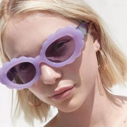 Sunglasses Cloud Oval Women Y2K Sun Glasses Wavy Edge Flower Shades Candy Colour Eyeglasses Punk Party Eyewear Lunette De Soleil