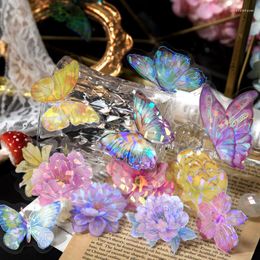 Gift Wrap 20pcs Butterfly Feather Flower Crystal Laser Silver Sticker Cute Girl Diy Decorative Stickers For Art Craft Scrapbooking