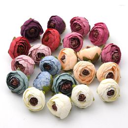 Decorative Flowers 10pcs 3-4cm Mini Rose Bud Artificial Scrapbooking Silk Flower Heads For Wedding Decoration DIY Wreath Gift Craft Fake