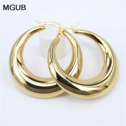 Stud Style Wholesale smooth Exquisite Big Circle Hoop Earrings for Women Girl Wedding Party Stainless Steel Jewellery SL020 231109