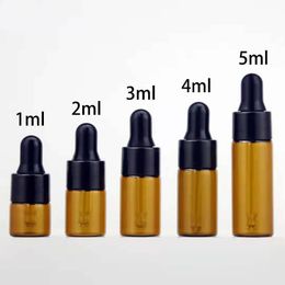 300pcs Mini Amber Glass Dropper bottle Mini Glass essential Oil bottle with glass hose Glass vials 1ml 2ml 3ml 4ml 5ml