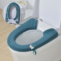 Toilet Seat Covers Mat Soft Comfortable Pad Button Design Washable Reusable Bathroom Cushion For Comfort Warm Cover