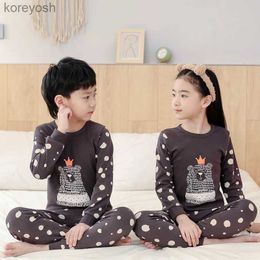 Pyjamas Boy Girl Winter Sleeveless Cotton Pyjamas Sets Girls Panda Pyjamas Autumn Pyjama Girl Toddler Sleepwear for 2 to 14 YearsL231109