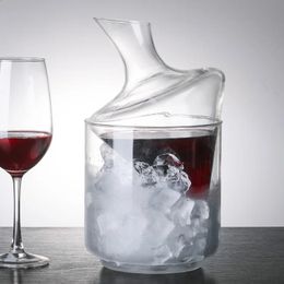 Bar Tools Cone-shape Glass Ice Bucket Red Wine Decanter Hand Blowing Invert Wine Dispenser Wine Container Whiskey Decanter Bar Tool 231109