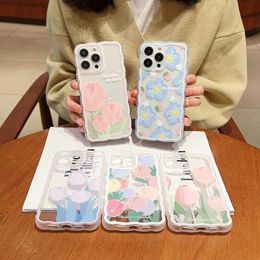 IPhone Case Cute For Women Girls Fashion Wave Grip Design Aesthetic Curly Pattern Clear Soft TPU Phone Case Blueberry Flower
