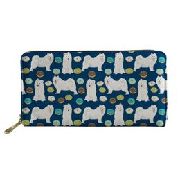 Wallets Coloranimal Wallets&Purse Women Samoyed Printing Cash Wallet Ladies Luxury Design Phone Holders For Females Clutch Money Bag