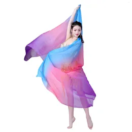 Stage Wear Novelty Gradient Veil Shawl Face Wrap Scarf Fashion Women Dance Belly Bollywood Costume Silk Like Dancing Big Size