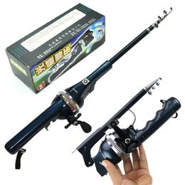 Boat Fishing Rods Travel Folding Mini Rod for Fish High Quality Foldable Fishing Rod With Line Portable Pocket Throwing Rock Telescopic And Reel 231109