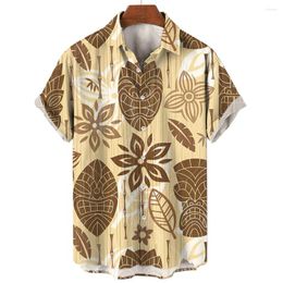 Men's Casual Shirts Hawaiian Shirt Ethnic Style Printed Beach Party Sweatshirt High Quality Clothing Loose Oversized Short Sleeved