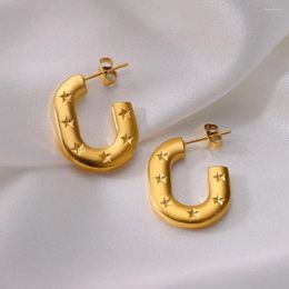 Hoop Earrings Stainless Steel For Women Gold Color Star Earring Female Fashion Ear Jewelry Brincos Gift 2023