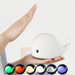 Night Lights 6 Colour Changing Whale Cartoon USB Rechargeable Kids Led Bedroom Lamp Children Birthday Gift Decor Lighting