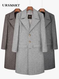 Men's Wool Blends Herringbone wool coat men's ultra long single breasted fashionable casual coffee detachable down inner jacket 231108