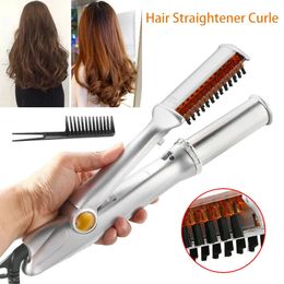 Curling Irons Hair Curling Iron Max 2-Way Rotating Hair Curler 2 In 1 Hair Curler Straightener Brush Smoothing Hair Iron Electric Hairbrush 231109