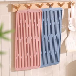 Table Mats Drain Pad Heat-resistant Bright Color Faucet Water Catcher Mat Tableware Roll-up Storing Drying Kitchen Gadget