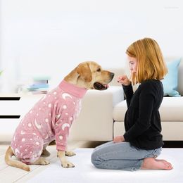 Dog Apparel Pajamas Medium Large Bone Moon Design Thermal Romper Flannel Overcoat Clothing Pet Supplies