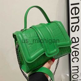 Evening Bags New Women Stone Pattern Pu Leather Chain Shoulder Bag Party Clutch Flap Messenger Bag Lady White Pink Green Small Handbag J231109