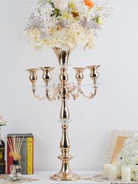 decoration Golden Candelabra Flower Rack 5 Heads Candle Holder Table Wedding Centrepiece Party and Event Candlesticks Home Decoration imake772