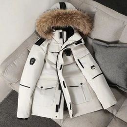 Men's Down Parkas Now Hooded Fur Collar Down Jackets Men / Women The Same Overcoat Thick Winter Outdoor Snow Coat Tooling Oversized Jacket 231109