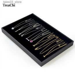 Jewelry Boxes 20 Hooks Jewelry Display Case Black Velvet Pendant Necklace Display Box Bracelet Bead Chain Storage Organizer Tray 35*24*3 cm Q231109