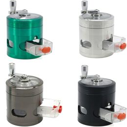 Smoking Herb Tobacco Grinders With Spinning Handle drawers 4 Piece Metal Shredder Hand Grinder 63mm Diameter Mix Colour