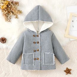 Jackets 0-3Y Baby Outerwear Boys Girls Fall Winter Clothes Toddler Long Sleeve Double Breasted Hooded Coat Kids Fleece