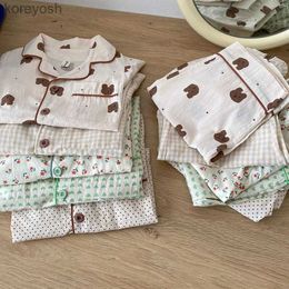 Pyjamas Summer Kids Pyjamas Korean Print Suit for Boys and Girls Casual Cotton SleepwearL231109
