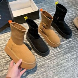 New Designer Classic Dippers Suede Neoprene Boot Platform Mini Boot Australian Winter Snow Boots Women Real Leather Warm Ankle Fur Booties Luxurious Shoes