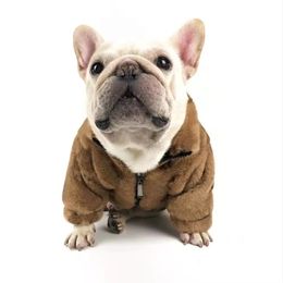 Dog Apparel Plush warm dog jacket Luxury designer pet jacket Small and medium-sized dog French bulldog Autumn and winter Plus velvet warm jacket 231109