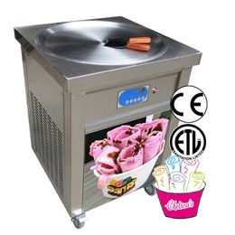 Free shipping to door US ETL CE Dia.22 inches round pan kitchen Thai ICE CREAM ROLL MACHINE instant FRY ICECREAM MAKER