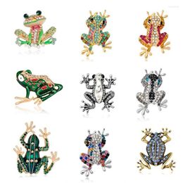 Brooches 2023 Fashion Shell Jewellery Unique Enamel Pin Metal Crystal Rhinestone Frog Brooch Broche Vintage Large Animal For Women