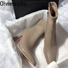 Boots Thin High Heel Women's Ankle Fashion Pointed Toe Short Botas Ladies Elegant Shoes 2023 Autumn Winter Pumps 231109