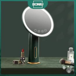 Compact Mirrors 3 Colour LED Vanity Makeup Mirror Light Rechargeable Stand Light Travel Portable Lamp With Switch Makeup Cosmetic Table Desk 231109