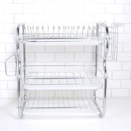 Dish Racks Dishes Organisation Shelf 3 Layer Drainer Kitchen Cutlery Rack Plates Storage Holder Kitchenware Utensils Organiser 231109