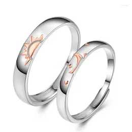 Wedding Rings 2Pcs For Sun And Moon Lover Couple Set Promise Bands Him H Dropship