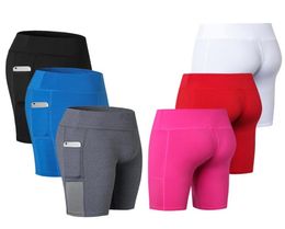 Sexy Pocket Gym Women Shorts Compression Fitness Tight Athletic Clothing for Yoga Sports Trousers Running Legging Short2486963