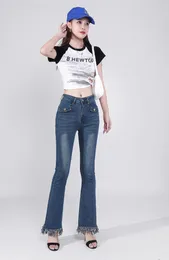 Women's Jeans Design Micro-horn High Waist Women Tight Stretch Flared Pants Full Length