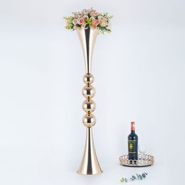 Wholesale decor 80cm/90cm/100cm tall Flower Vase Wedding Table Centrepiece Event Road Lead Gold Metal Vases Party Decoration Flower Holders imake769