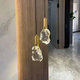 Pendant Lamps Design Crystal Light For Kitchen Black Wires Hanging Lamp Bedroom Stair Lights Fixtures Led Indoor Lighting