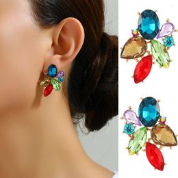 Stud Earrings Korean Fashion Geometric Shiny Glass Decor Dangle For Women Trend Luxury Quality Design Fairy Wedding Party Jewelry