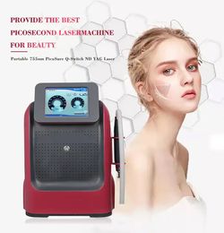 Multifunctional Nd Yag Picosecond Laser Tattoo Remove Eyebrow Eyeline Washing Skin Cleaning Oil Reduce Device with 532nm 755nm 1064nm 1320nm 4 Changeable Head