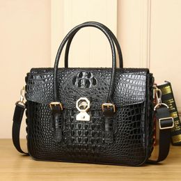 Briefcases 2024 Alligator Laptop Bags Cow Genuine Leather Men's Briefcase Male Handbags Men Messenger 14 Inch Computer Bag