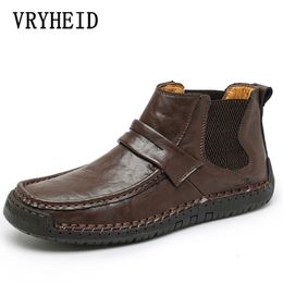 Boots VRYHEID Genuine Leather Men's Ankle Winter Plush Warm High Top Casual Shoes Man Comfortable LightWeight Work 3848 231108