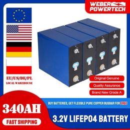 16PCS 3.2V 340Ah LiFePO4 Battery Cells with Deep Cycle Iron Phosphate Grade A Replacement Automotive Lithium Motorcycle Batterie