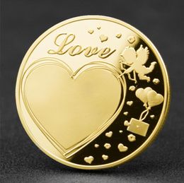 Arts and Crafts Rose heart-shaped love angel gold plated commemorative coin