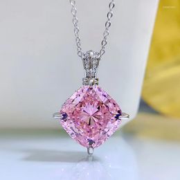 Chains 2023 14 Pillow Pink 21ct High Carbon Diamond Pendant Female Collarbone Necklace 925 Silver