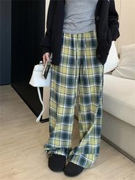 Women's Pants PLAMTEE Straight Women Chic Plaid Daily High Waist OL Loose Autumn 2023 All Match Fashion Wide Leg